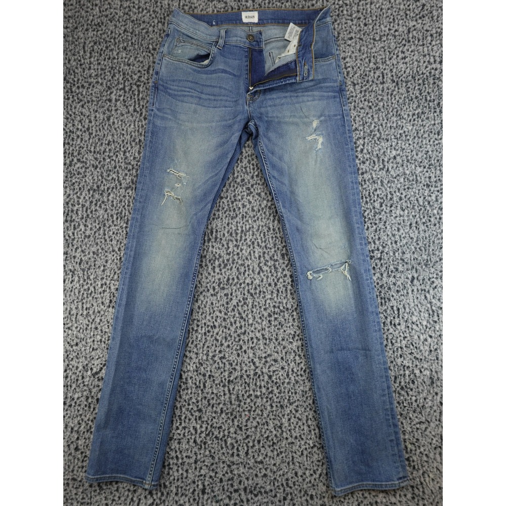 Hudson‎ Blake Slim Straight Jeans Mens 31 Blue Distressed Medium Wash Denim